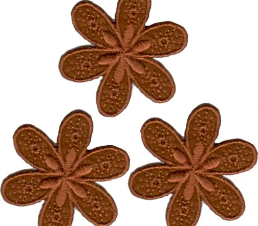 Термоаппликации HKM "Цветочки", 4 см, 3 шт, цвет коричневый, арт. 33542