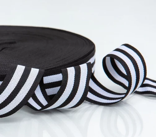 Лента лампасная в полоску, 25 мм, черный/белый