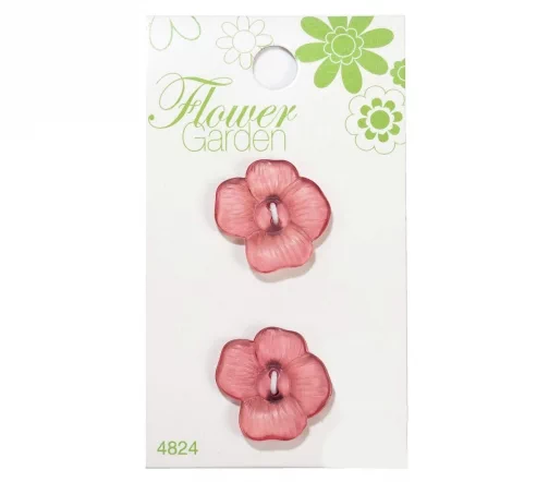 Пуговицы, Flower Garden, арт. 4824, 2 отв., 19 мм, пластик, 2 шт., красный прозрачный