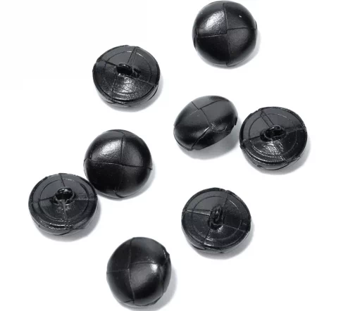 Пуговица Union Knopf, на ножке, натуральная кожа, цвет черный, 18 мм