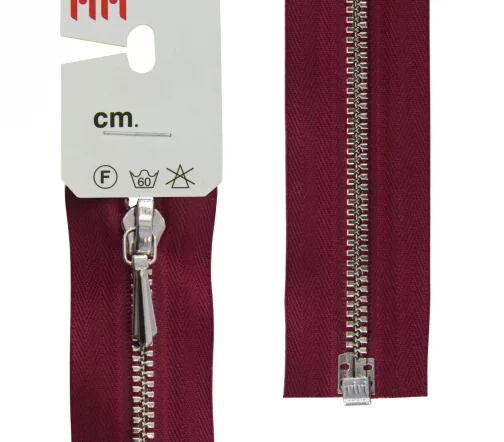 Молния RiRi металл, Ni, слайдер Tropf, 3 мм, разъёмная 1 замок, 65 см, цвет 2411, бордовый