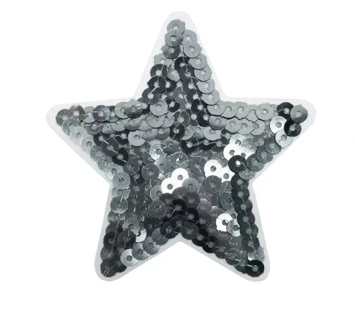 926683 Термоаппликация "Звезда с пайетками серебристая" 7,5х7 см, Prym