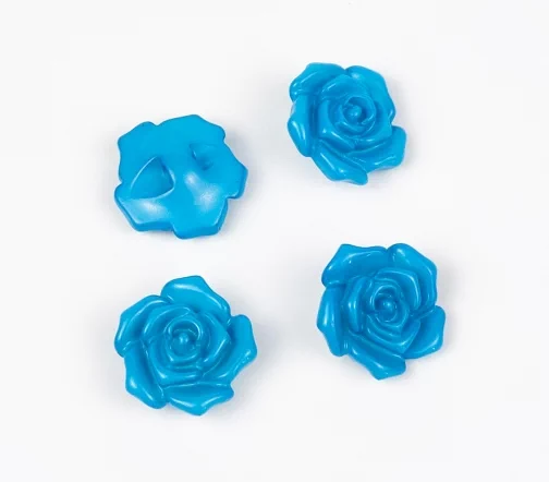 Пуговицы, Union Knopf, "Розочки", пластик, цвет голубой, 18 мм