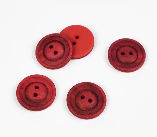 Пуговица, Union Knopf, 2 отв., пластик, цвет красный, 23 мм