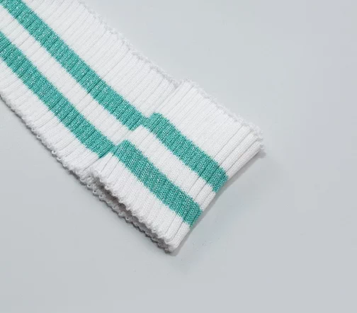 Кромка трикотаж с полосками, цвет белый/зеленый