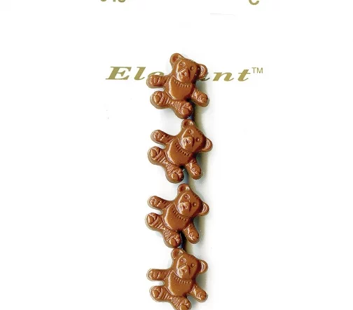 Пуговицы Elegant "Мишки коричневые", арт. 943 C, на ножке, 17х15 мм, пластик, 4 шт.