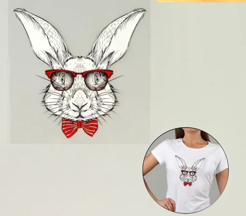 Термотрансфер "Заяц в очках", 17,5х17см, 6919635
