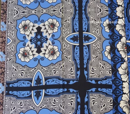 Креп шелк, "Цветы с орнаментом", 00032к