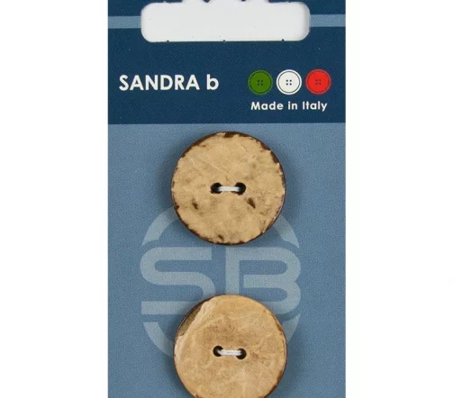 Пуговицы Sandra, 23 мм, 2 отв., кокос, 2 шт., CARD233
