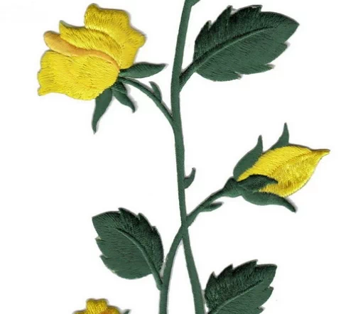 Термоаппликация "Роза и бутоны на стеблях", 25 х 13 см, цвет желтый, 569767