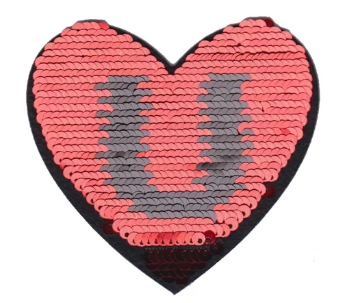 Термоаппликация "Сердце двусторонние пайетки", 8 х 8,5 см, арт. 565077