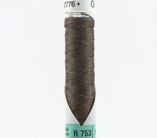 Нить Silk R 753 для фасонных швов, 10м, 100% шелк, цвет 669 т.серо-бежевый, Gutermann 703184
