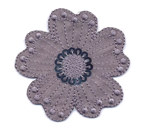 Термоаппликация "Цветок с пайетками", 6 х 6 см, серый, арт. 569472.C