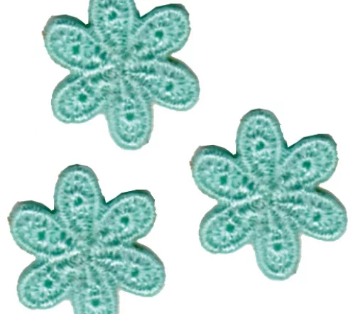 Термоаппликации HKM "Цветочки", 2 см, 3 шт, цвет бирюзовый, арт. 33554