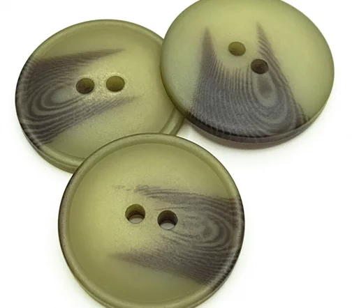 Пуговица DILL, 2 отв., пластик, цвет зеленый/коричневый, 30 мм