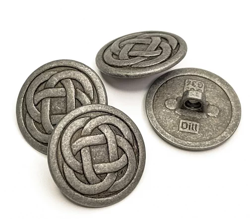 Пуговица DILL "Плетение", на ножке, металл, цвет состаренное олово, 23 мм