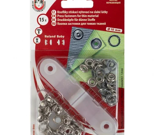 Кнопки Koh-i-Noor рубашечные "Baby", металл, цвет 956 серый, 10 мм, 15 шт, 23070288