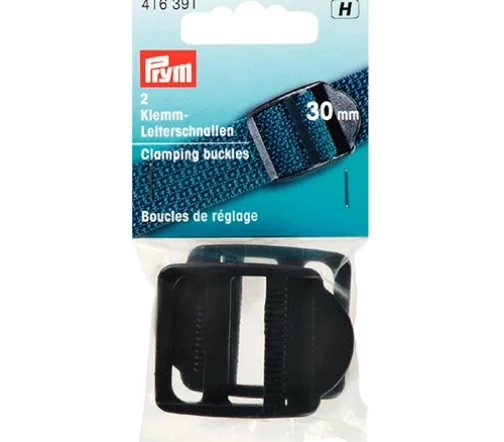 416391 Пряжки регулировочные с фиксатором, 30 мм, пластик, черный, 2 шт., Prym