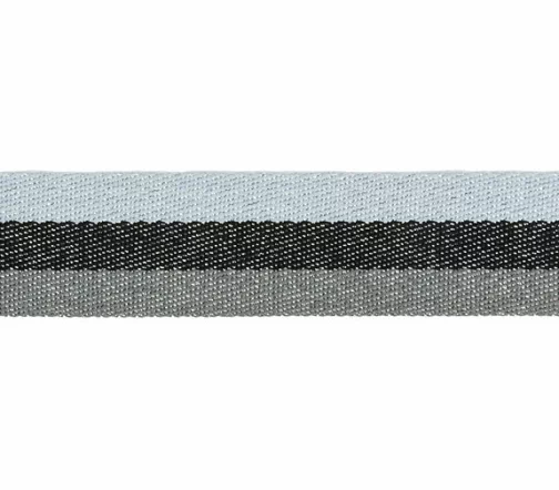 Лента отделочная жаккардовая, с метанитью, 28 мм, серый/темно-сер/светло-серый
