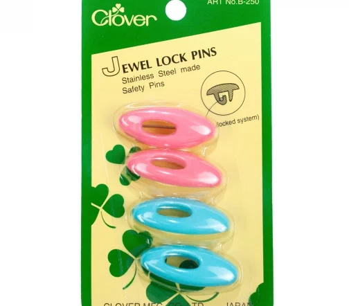 B-250-4 Булавки безопасные для белья и детской одежды, цвет розовый/голубой, 4 шт., Clover