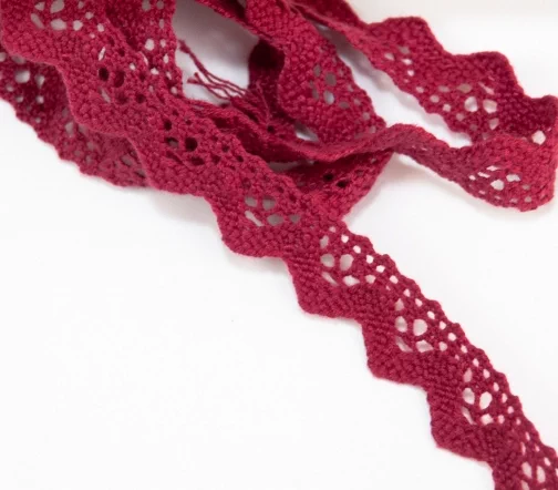 Мерсеризованное кружево IEMESA, ширина 17 мм, цвет бордовый