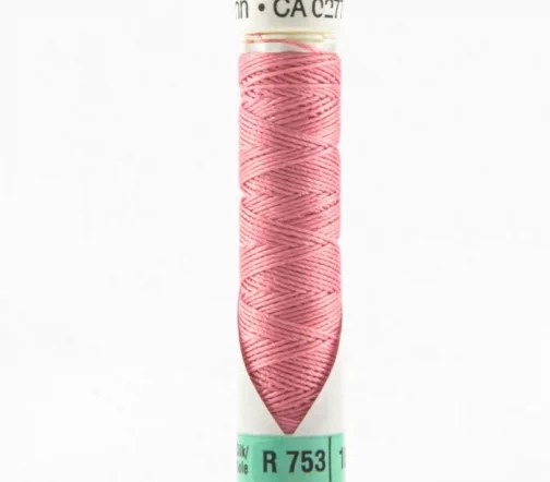 Нить Silk R 753 для фасонных швов, 10м, 100% шелк, цвет 889 нежно-розовый, Gutermann 703184