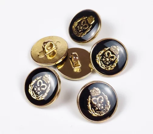 Пуговица DILL "Герб с короной", на ножке, металл, цвет черный/золото, 19 мм