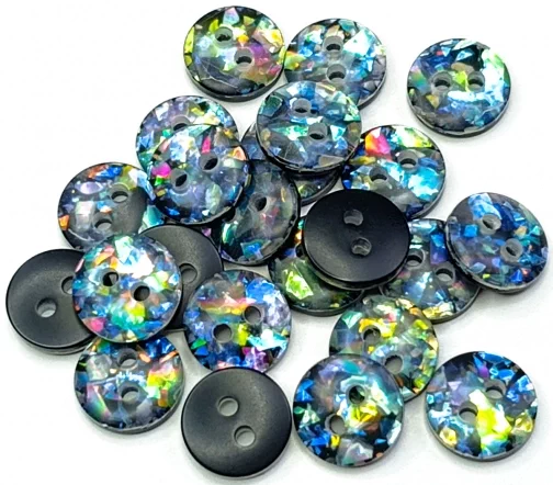 Пуговица DILL "Перламутровая", 2 отв., пластик, цвет черный, 11 мм