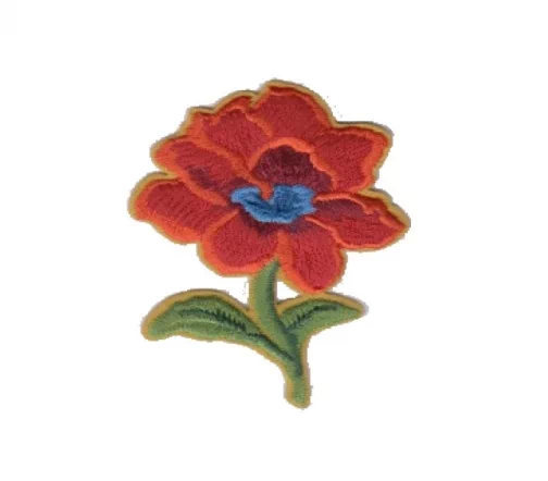 Термоаппликация Marbet "Красный цветок с голубой серединкой", 6,5 х 5,0 см, арт. 565298