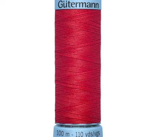 Нить Silk S303 для тонких швов, 100м, 100% шелк, цвет 365 ярко-алый, Gutermann 744590