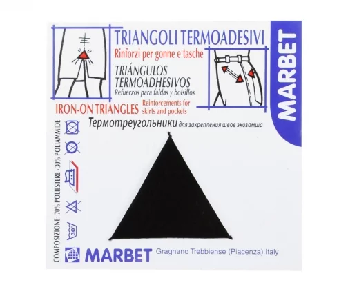 Термотреугольники Marbet для закрепления швов, экозамша, 3,5 см, 4 шт., черный