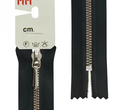 Молния RiRi металл, Ni, слайдер Tropf, 3 мм, неразъёмная, 18 см, цвет 2110, черный