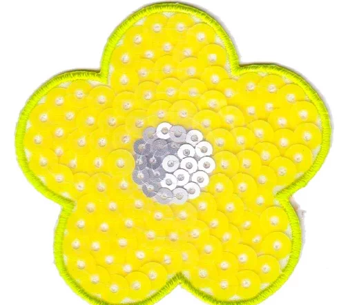 Термоаппликация "Цветок с пайетками желтый", 5,5 х 5,5 см, 565040.A