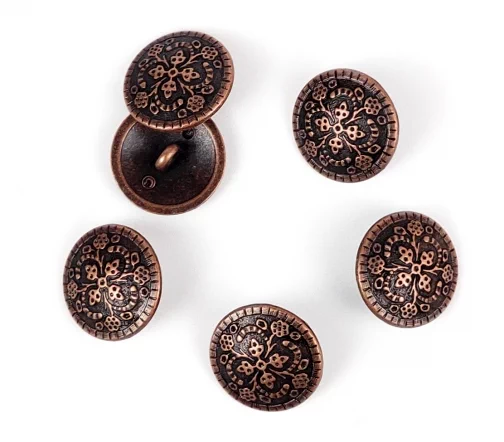 Пуговицы, Union Knopf, "Узор, круглые", на ножке, металл, цвет медь, 18 мм