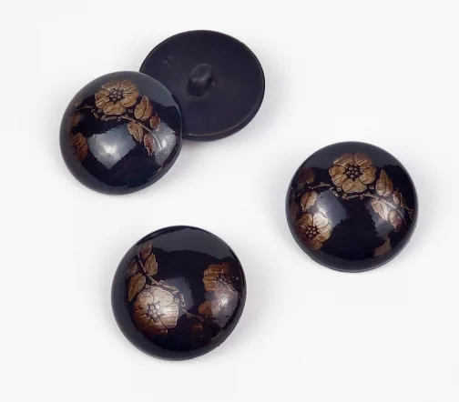 Пуговица, Union Knopf, "Цветы", на ножке, пластик, цвет коричневый, 28 мм