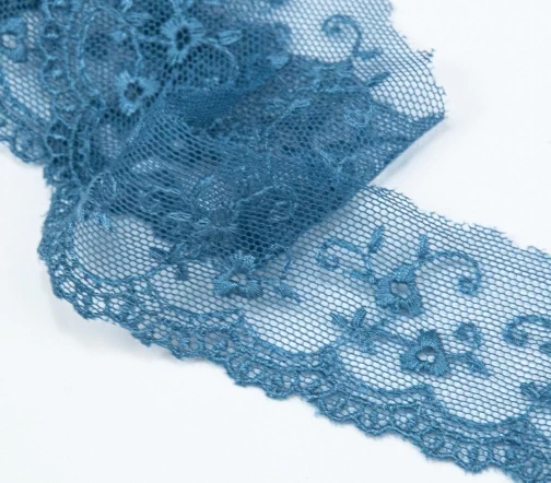 Кружево IEMESA (вышивка на тюле), ширина 25 мм, цвет серо-голубой