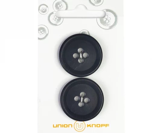 Пуговицы, Union Knopf, 4 отв., пластик, цв. черный, 28 мм, 2 шт., 85161