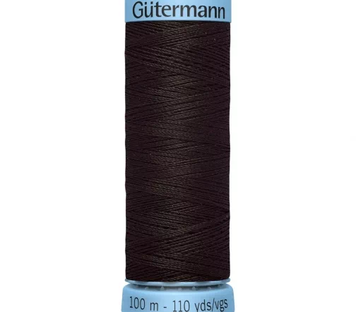 Нить Silk S303 для тонких швов, 100м, 100% шелк, цвет 697 венге, Gutermann 744590