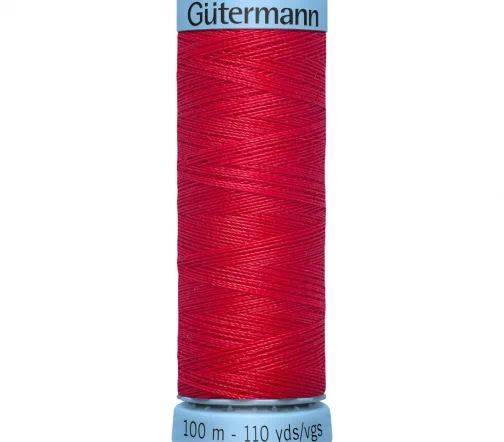 Нить Silk S303 для тонких швов, 100м, 100% шелк, цвет 156 красный, Gutermann 744590