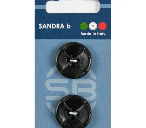Пуговицы Sandra, 23 мм, 4 отв., пластик, 2 шт., цвет черный, CARD171