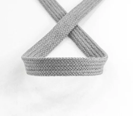 Шнур PEGA плоский хлопковый, цвет серый, 12 мм