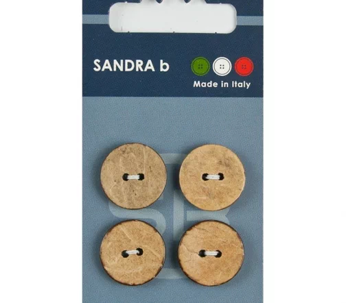 Пуговицы Sandra, 18 мм, 2 отв., кокос, 4 шт., арт. CARD232