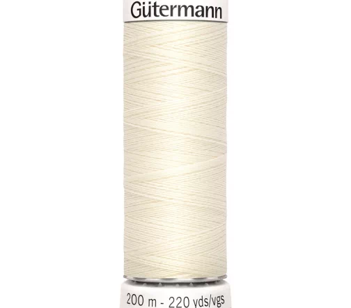 Нить Sew All для всех материалов, 200м, 100% п/э, цвет 001 молочный, Gutermann 748277