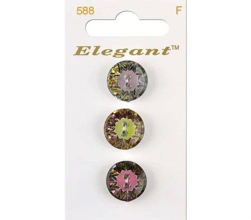 Пуговицы, Elegant, арт. 588 G, на ножке, 16 мм, пластик, 3 шт.