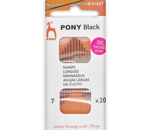 Иглы ручные для шитья Black Sharps, № 7, 20 шт., цвет черный, PONY 01837