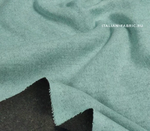 Трикотаж двусторонний, цвет мятный и темно-зеленый меланж, 1092102-1