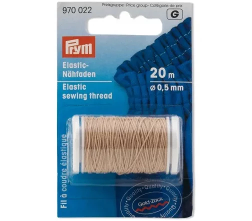 970022 Эластичная нить для шитья 0,5 мм, 20 м, цвет бежевый, Prym
