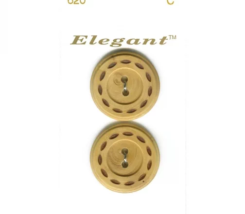 Пуговицы, Elegant, арт. 620 C, 2 отв., 25 мм, дерево, 2 шт., бежевый