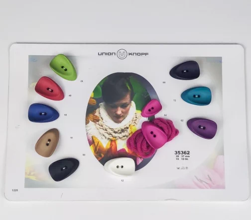 Пуговицы, Union Knopf, "Пальтовые, декоративные", матовые, 2 отв., пластик, цвет розовый, 37 мм