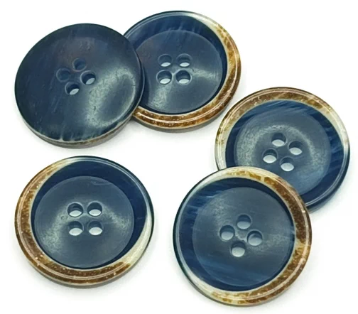 Пуговица Sandra с ободком, 23 мм, 4 отв., пластик, цвет синий